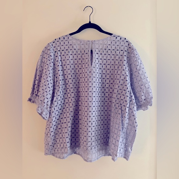 Lilac Puff Sleeve Eyelet Top | Gap | Size XXL - Picture 6 of 7